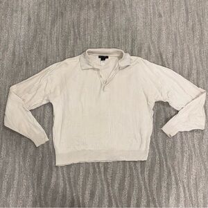 VTG Nike Golf Cream Ribbed Knit Long Sleeve Polo Shirt Made In USA Men’s Sz M
